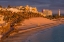 Picture of CANARY ISLANDS-FUERTEVENTURA ISLAND-MORRO JABLE-HIGH ANGLE VIEW OF PLAYA DE LA CEBADA BEACH-SUNSET