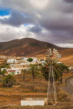 Picture of CANARY ISLANDS-FUERTEVENTURA ISLAND-TOTO-DESERT VILLAGE VIEW WITH WINDMILL