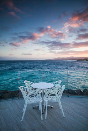 Picture of CANARY ISLANDS-FUERTEVENTURA ISLAND-CALETA DE FUSTE-PUERTO DEPORTIVO-HARBOR CAFE-DUSK