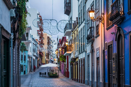 Picture of CANARY ISLANDS-LA PALMA ISLAND-SANTA CRUZ DE LA PALMA-CALLE ODALY-STREET AT DUSK