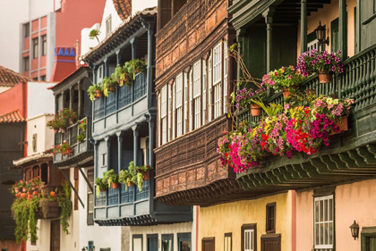 Picture of CANARY ISLANDS-LA PALMA ISLAND-SANTA CRUZ DE LA PALMA-TRADITIONAL CANARIAN HOUSE BALCONIES