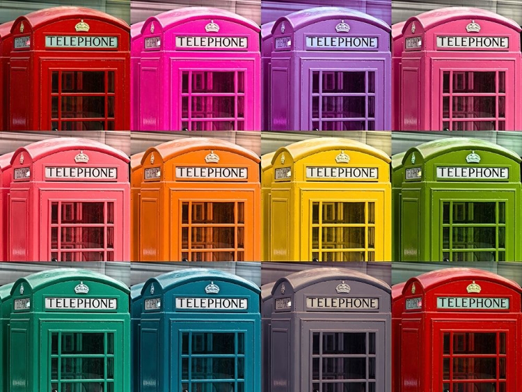 Picture of MULTICOLOURED TELEPHONE BOXES