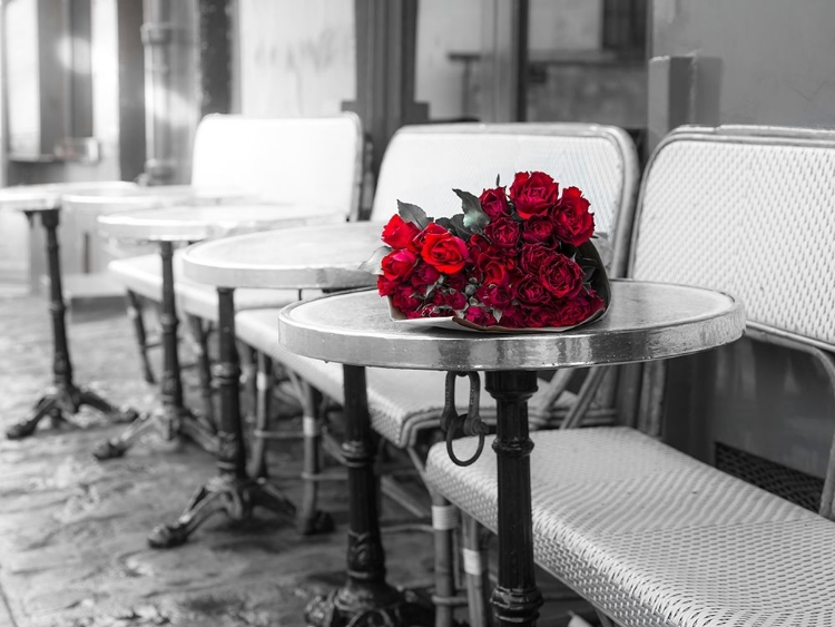 Picture of BUNCH OF FLOWERS ON CAFE TABLE