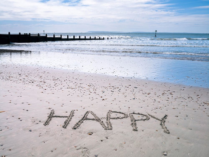 Picture of HAPPY" WRITTEN ON BEACH"