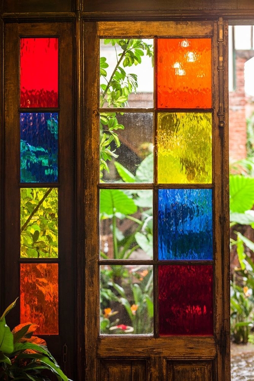 Picture of CANARY ISLANDS-TENERIFE ISLAND-LA OROTAVA-TRADITIONAL CANARIAN HOUSE WITH STAINED GLASS WINDOWS