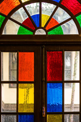 Picture of CANARY ISLANDS-TENERIFE ISLAND-LA OROTAVA-TRADITIONAL CANARIAN HOUSE WITH STAINED GLASS WINDOWS