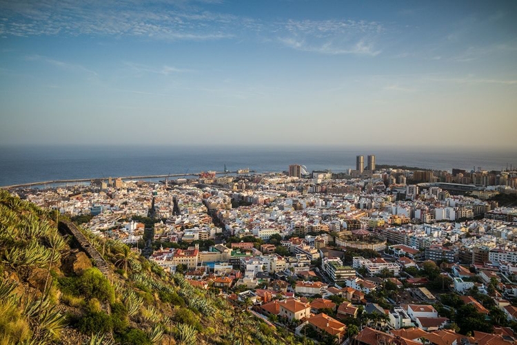Picture of CANARY ISLANDS-TENERIFE ISLAND-SANTA CRUZ DE TENERIFE-ELEVATED VIEW OF CITY AND PORT-LATE AFTERNOON