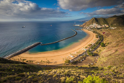 Picture of CANARY ISLANDS-TENERIFE ISLAND-SAN ANDRES-ELEVATED VIEW OF BEACH TOWN