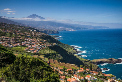 Picture of CANARY ISLANDS-TENERIFE ISLAND-EL SAUZAL-ELEVATED VIEW OF THE WEST COAST AND EL TEIDE MOUNTAIN
