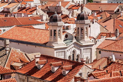 Picture of CROATIA DALMATIA DUBROVNIK CHURCH AMONG RED TERRA COTTA TILE ROOFS IN THE OLD TOWN OF DUBROVNIK