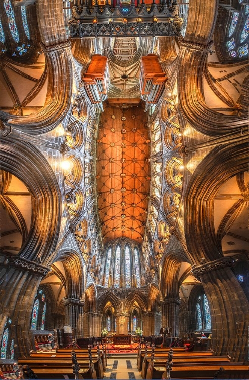 Picture of SCOTLAND-GLASGOW ABSTRACT PANORAMIC OF 12TH CENTURY CATHEDRAL INTERIOR AND CEILING