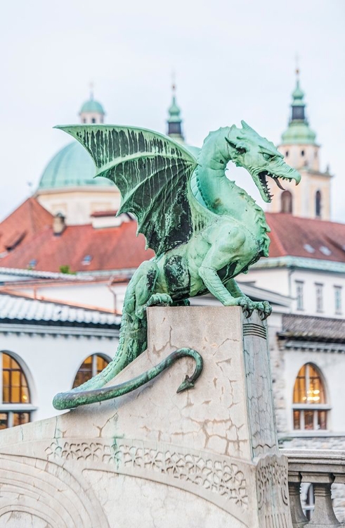 Picture of SLOVENIA-LJUBLJANA-DRAGON BRIDGE AT DAWN