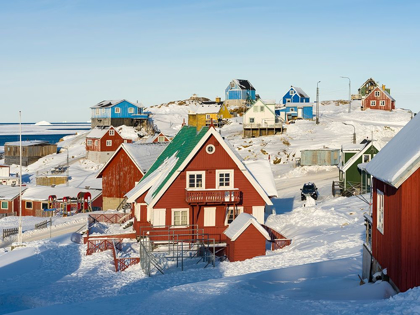 Picture of WINTER IN THE TOWN OF UPERNAVIK IN THE NORTH OF GREENLAND AT THE SHORE OF BAFFIN BAY