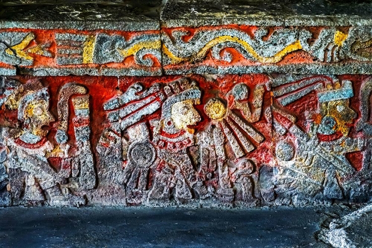 Picture of ANCIENT CARVINGS AZTEC EAGLE WARRIORS PALACE-TEMPLO MAYOR-MEXICO CITY-MEXICO 