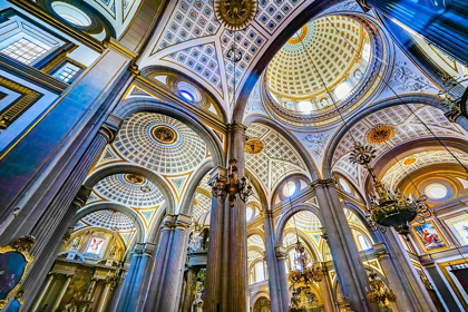 Picture of BASILICA CEILING DOME STAINED GLASS CATHEDRAL PUEBLA-MEXICO BUILT IN 15 TO 1600S