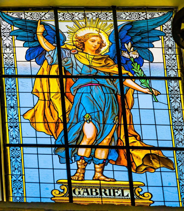 Picture of COLORFUL ARCHANGEL GABRIEL STAINED GLASS CATHEDRAL PUEBLA-MEXICO BUILT IN 15 TO 1600S