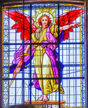 Picture of COLORFUL ARCHANGEL URIEL STAINED GLASS CATHEDRAL PUEBLA-MEXICO BUILT IN 15 TO 1600S