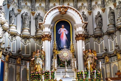 Picture of BASILICA ALTAR MONSTRANCE JESUS PAINTING LA COMPANIA CHURCH PUEBLA-MEXICO