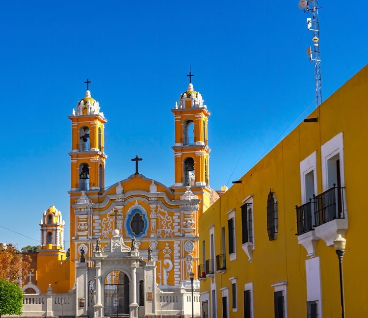 Picture of TWO ORANGE STEEPLES PARISH OF LA SANTA CRUZ-PUEBLA-MEXICO