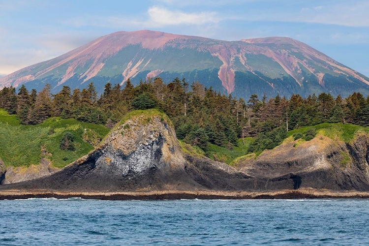 Picture of ALASKA-SITKA LANDSCAPE WITH ST LAZARIA ISLAND AND MOUNT EDGECUMBE 