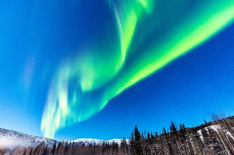 Picture of ALASKA NORTHERN LIGHTS AURORAS OVER MOUNTAINS