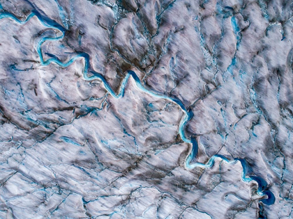 Picture of ALASKA-TRACY ARM-MELTWATER STREAMS AND PONDS ON CREVASSED SURFACE OF SAWYER GLACIER IN TRACY ARM