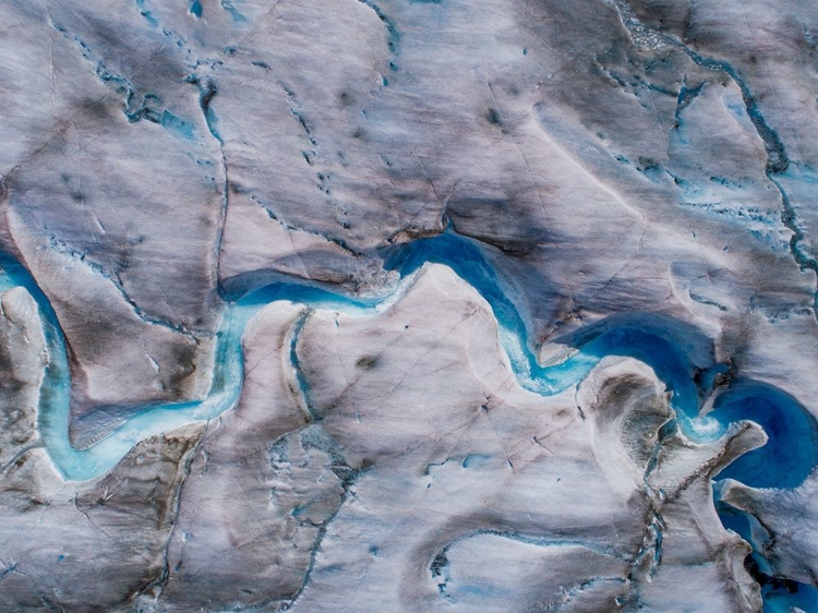 Picture of ALASKA-TRACY ARM-MELTWATER STREAMS AND PONDS ON CREVASSED SURFACE OF SAWYER GLACIER IN TRACY ARM