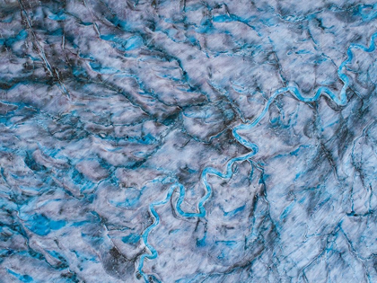 Picture of ALASKA-TRACY ARM MELTWATER STREAMS AND PONDS ON CREVASSED SURFACE OF SAWYER GLACIER IN TRACY ARM