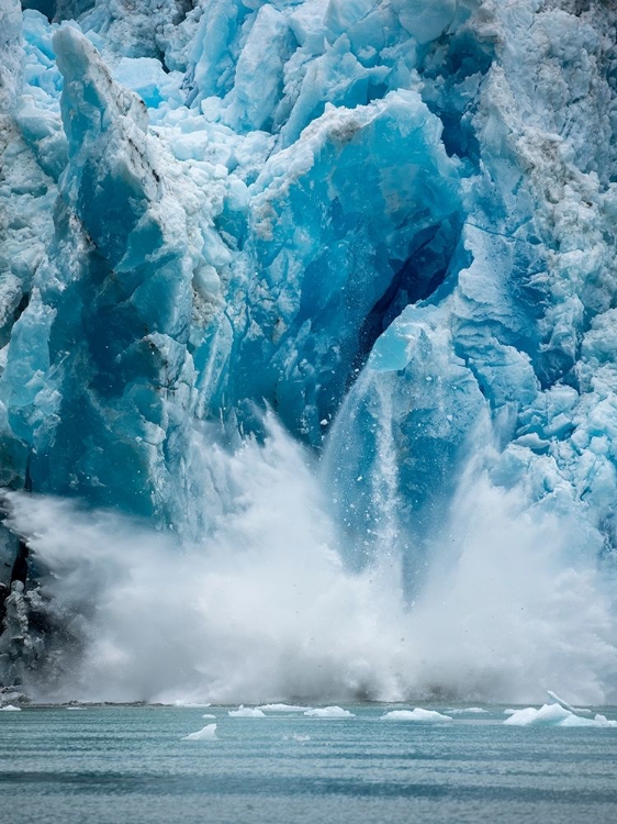 Picture of ALASKA-TRACY ARM-MASSIVE ICEBERG CALVING FROM FACE OF SOUTH SAWYER GLACIER IN TRACY ARM