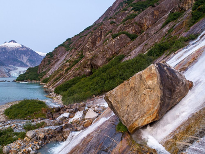 Picture of ALASKA-TRACY ARM-FORDS TERROR WILDERNESS-WATERFALL FLOWING DOWN CLIFF SIDE ALONG ENDICOTT ARM