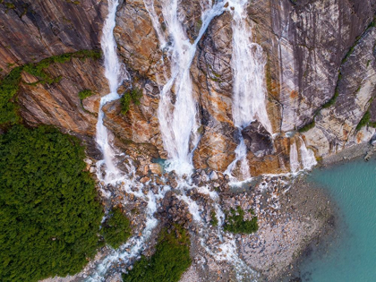 Picture of ALASKA-TRACY ARM-FORDS TERROR WILDERNESS-WATERFALL FLOWING DOWN CLIFF SIDE ALONG ENDICOTT ARM