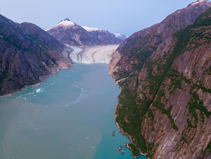 Picture of ALASKA-TRACY ARM-FORDS TERROR WILDERNESS-AERIAL VIEW OF DAWES GLACIER AT END OF ENDICOTT ARM