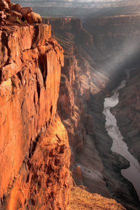 Picture of A LONE RAY OF LIGHT FILTERS THROUGH THE CLOUDS AT SUNRISE AT TOROWEAP OVERLOOK IN THE GRAND CANYON