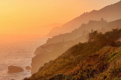 Picture of GOLDEN SUNSET ON BIG SUR COASTAL CLIFFS-CALIFORNIA-USA