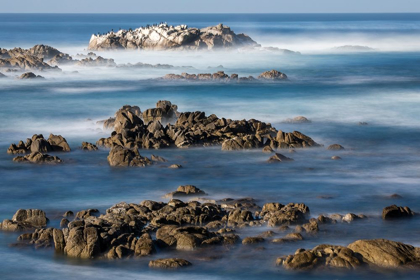 Picture of CALIFORNIA-PACIFIC GROVE-OCEAN VIEW DRIVE-DREAMY VIEW OF BOULDERS IN THE OCEAN SURF