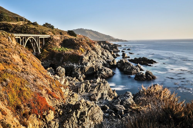 Picture of CALIFORNIA-BIG SUR-GRANITE CANYON BRIDGE-THE VIEW ALONG THE COAST BELOW THE BRIDGE