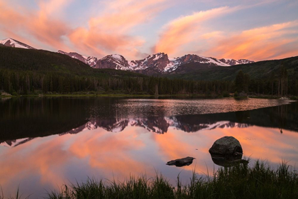 Picture of COLORADO-ROCK MOUNTAIN NATIONAL PARK SUNRISE REFLECTION IN SPRAGUE LAKE 