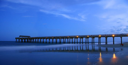 Picture of MOONLIT BEACH WITH PIER-TYBEE ISLAND-GEORGIA-USA
