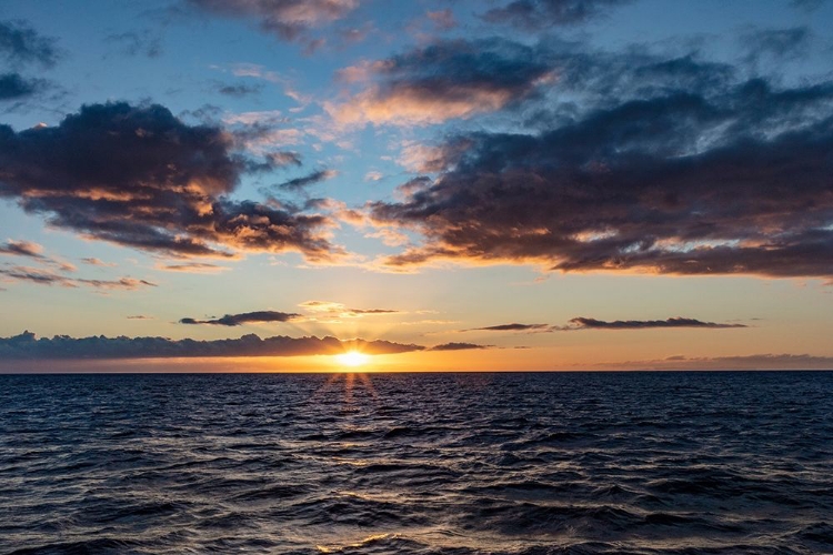 Picture of SUNSET OVER THE PACIFIC OCEAN FROM TOUR BOAT IN KAUAI-HAWAII-USA