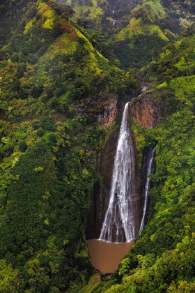 Picture of LUSH INLAND WATERFALLS DURING HELICOPTER TOUR IN KAUAI-HAWAII-USA