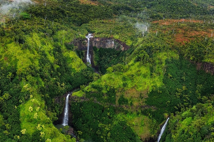 Picture of LUSH INLAND WATERFALLS DURING HELICOPTER TOUR IN KAUAI-HAWAII-USA