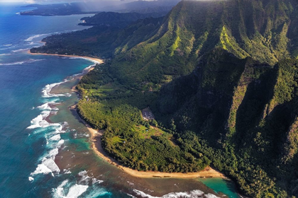 Picture of AERIAL VIEW OF KEE BEACH AND THE NAPALI COASTLINE IN KAUAI-HAWAII-USA