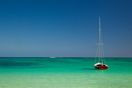 Picture of HAWAII-OAHU-LANIKAI BEACH WITH TROPICAL BLUE WATER AND ISLANDS OFF SHORE