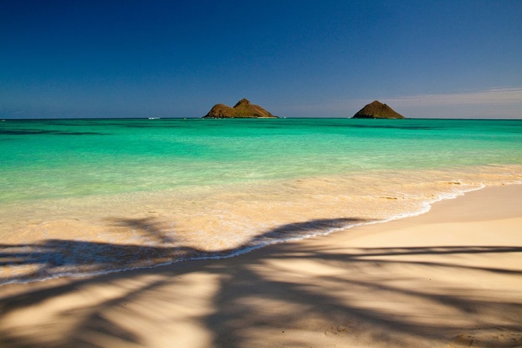 Picture of HAWAII-OAHU-LANIKAI BEACH WITH TROPICAL BLUE WATER AND ISLANDS OFF SHORE