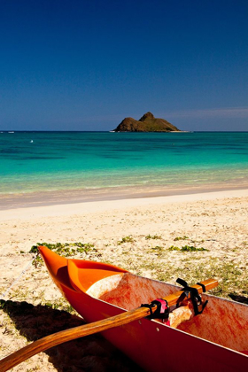 Picture of HAWAII-OAHU-LANIKAI BEACH WITH TROPICAL BLUE WATER AND ISLANDS OFF SHORE