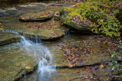Picture of ROCKY LEDGES WITH WATERFALL IN CLIFTY CREEK PARK-INDIANA