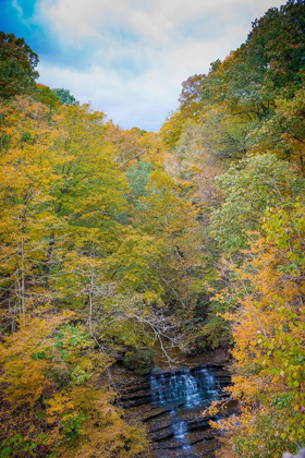 Picture of FALL FOLIAGE OVER WATERFALL IN CLIFTY CREEK PARK-SOUTHERN INDIANA