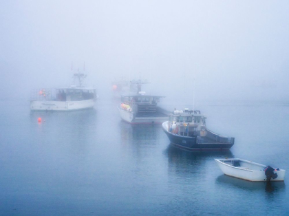 Picture of MAINE FISHING BOATS IN THE HARBOR WITH FOG