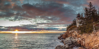 Picture of MAINE-MT DESERT ISLAND-ACADIA NATIONAL PARK-BASS HARBOR-BASS HARBOR HEAD LIGHTHOUSE-AUTUMN-DUSK