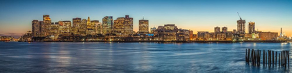Picture of NEW ENGLAND-MASSACHUSETTS-BOSTON-CITY SKYLINE FROM BOSTON HARBOR-DUSK